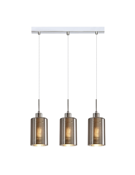 ESPEJO1X3S - ESPEJO1 Interior Iron & Chrome Oblong Glass with Line Effect Pendant Lights