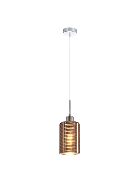 ESPEJO2 - ESPEJO2 Interior Iron & Rose Gold Oblong Glass with Line Effect Pendant Lights
