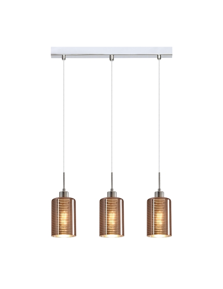 ESPEJO2X3S - ESPEJO2 Interior Iron & Rose Gold Oblong Glass with Line Effect Pendant Lights