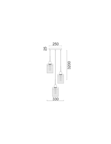 Interior Oblong 3 Light Chrome / Dotted Glass ESPEJO3X3R