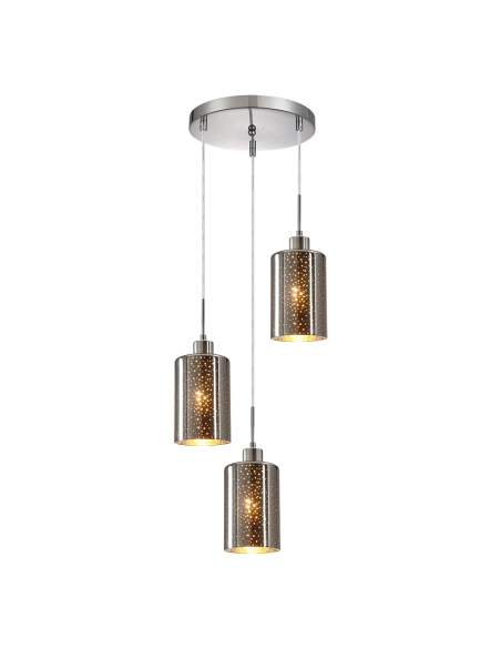 ESPEJO3X3R - ESPEJO3 Interior Iron & Chrome Oblong Glass with Dotted Effect Pendant Lights