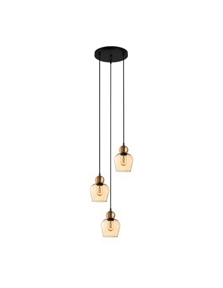 CHAMPAN1X3R - CHAMPAN Interior Bronze Amber / Mirror Finish Smokey Black Glass Ellipse Multiple Round Base Pendant Lights