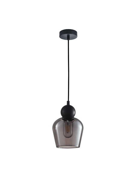 CHAMPAN2 - CHAMPAN Interior Bronze Amber / Mirror Finish Smokey Black Glass Ellipse Pendant Lights