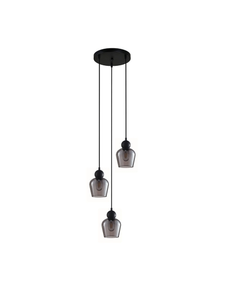 CHAMPAN2X3R - CHAMPAN Interior Bronze Amber / Mirror Finish Smokey Black Glass Ellipse Multiple Round Base Pendant Lights
