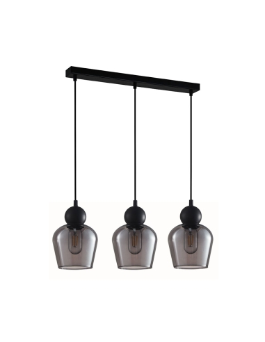 CHAMPAN2X3S - CHAMPAN Interior Bronze Amber / Mirror Finish Smokey Black Glass Ellipse Multiple Bar Base Pendant Lights