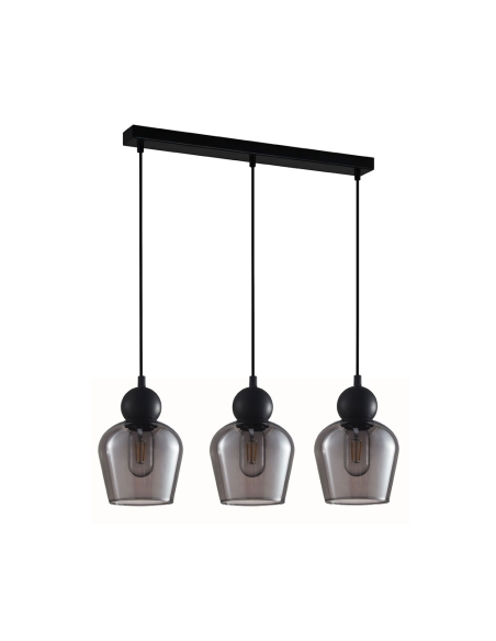 CHAMPAN2X3S - CHAMPAN Interior Bronze Amber / Mirror Finish Smokey Black Glass Ellipse Multiple Bar Base Pendant Lights
