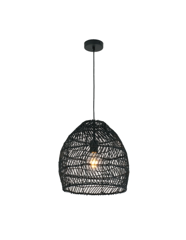 Ellipse Shape Rattan 40W Pendant Matt Black - COUP1