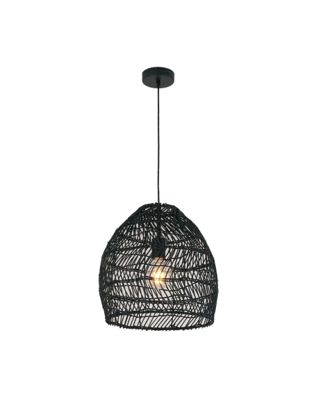 COUP1 - COUP Bohemian Interior Rattan Matte Black Ellipse Pendant Light