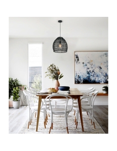 Ellipse Shape Rattan 40W Pendant Matt Black - COUP1COUP1 2
