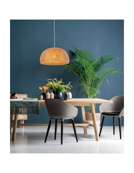 Interior Dome Large Natural Bamboo Finish Pendant CANASTA2