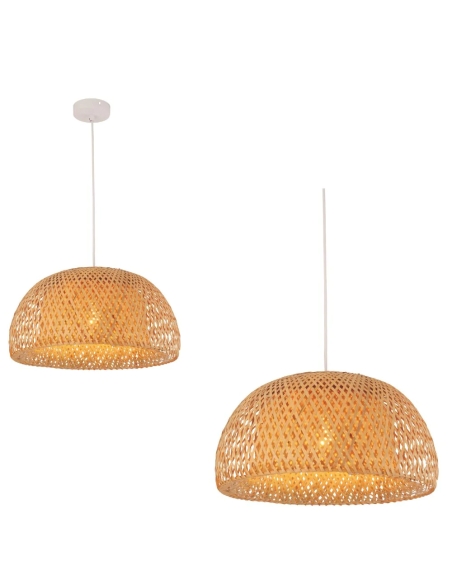 Interior Dome Large Natural Bamboo Finish Pendant CANASTA2