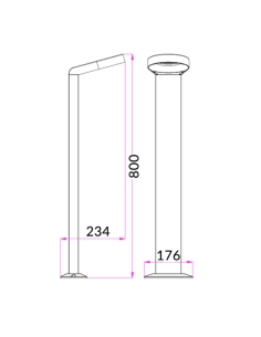 BOL3A - LED Surface Mounted Grey Bollard Lights IP54BOL3A 2