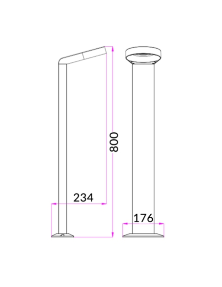 BOL3A - LED Surface Mounted Grey Bollard Lights BOL3A