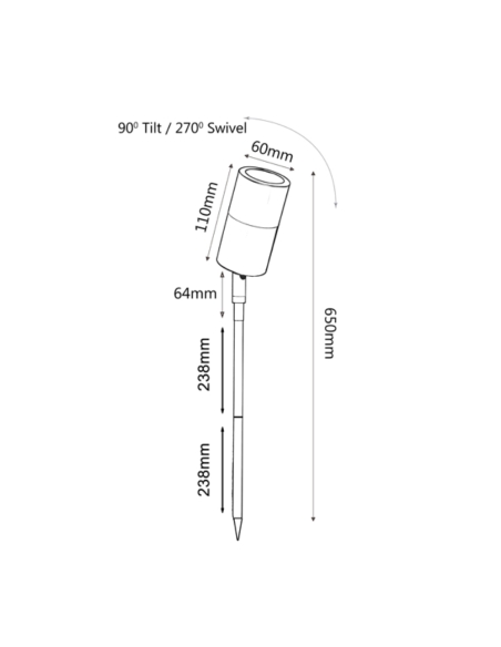 SPMSC - MR16 Single Adjustable Head Garden Spike SPMSC