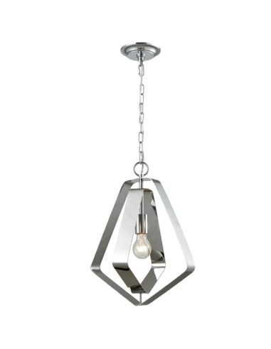 PENDANT ES (max 60W HAL) X 1 Polished Nickel Hardware with SS OD346mm x H424mm 3m cable & chain WTY 1YR