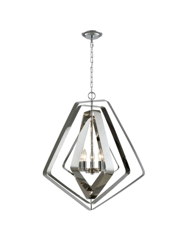 PENDANT SES X 5 Polished Nickel Hardware with SS OD663mm x H696mm 3m cable & chain WTY 1YR