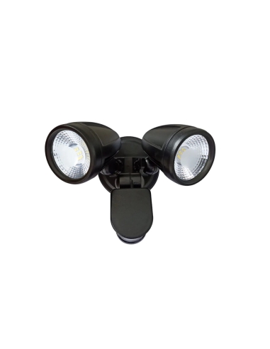 Illume 20 Watt Twin LED Spotlight with Sensor Black / Cool White - ILLUME EX2S-BK