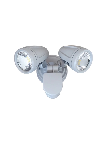 Illume 20 Watt Twin LED Spotlight with Sensor Silver / Cool White - ILLUME EX2S-SL