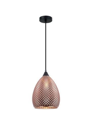 PENDANT ES 72W Copper Glass Ellipse with quadrilateral segments OD225mm x H320mm 3m cable WTY 1YR