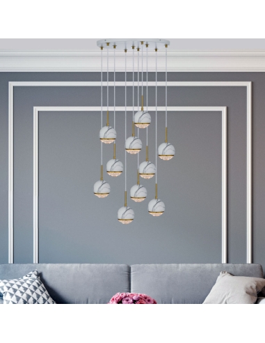 Oneta Pendant 10 Lights White Iron - ONETA ONETA PE10-WHCL