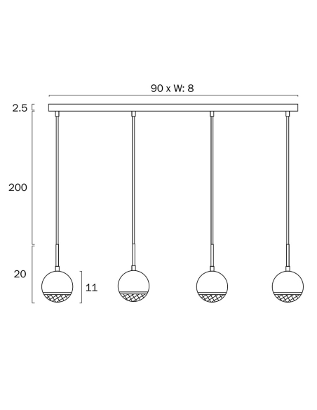 Oneta 4 Light Pendant White - ONETA PE04-WHCLONETA PE04-WHCL