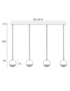 Oneta 4 Light Pendant Black - ONETA PE04-BKCLONETA PE04-BKCL 2