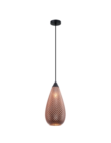 PENDANT ES 72W Copper Glass Tear Drop with quadrilateral segments OD180mm x H380mm 3m cable WTY 1YR