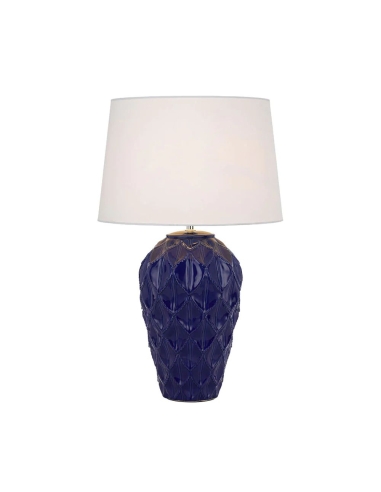 MADRID Table Lamp Blue Ceramic / White Fabric - MADRID TL-BLWH