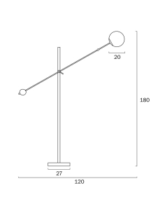 KEMI Floor Lamp Black Marble Iron Smoke Glass - KEMI FL-BKSMKEMI FL-BKSM 2
