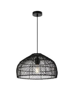 FRYA 40 Pendant Light W400mm Matt Black Iron / Rattan - FRYA PE40-BK