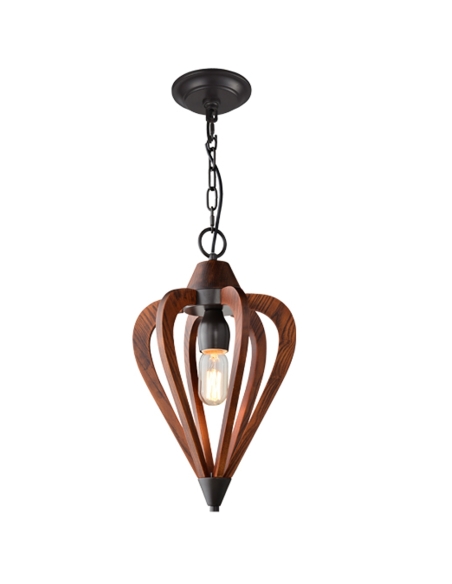 SENORITA1 - SENORITA Rustic Small Tuscan Coffee Cherry / Winter Moss Wood Pendant Light