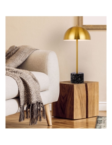 Domez Table Lamp Antique Gold Iron Black Terrazzo DOMEZ TL-BKTRZAG