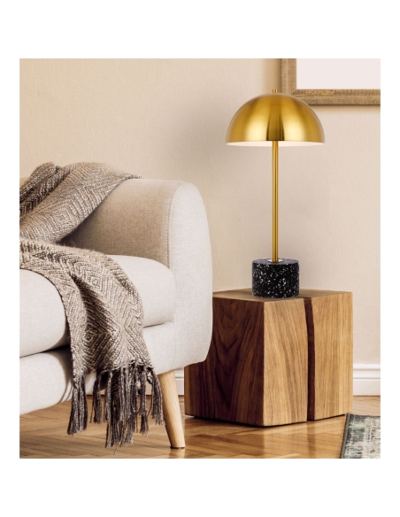 Domez Table Lamp Antique Gold Iron Black Terrazzo DOMEZ TL-BKTRZAG