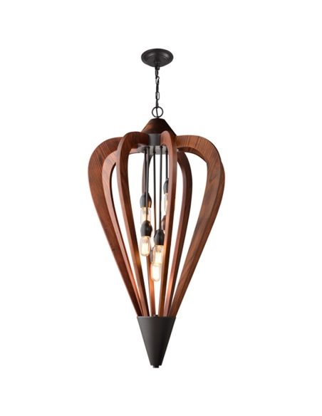 SENORITA3 - SENORITA Rustic Large Tuscan Coffee Cherry /Winter Moss Wood Pendant Lights