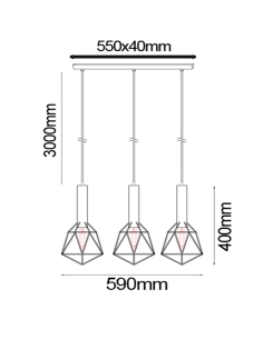 WHITEBAND1X3 - BLACKBAND & WHITEBAND Pendant Light 3x Bird WHITEBAND1X3 2