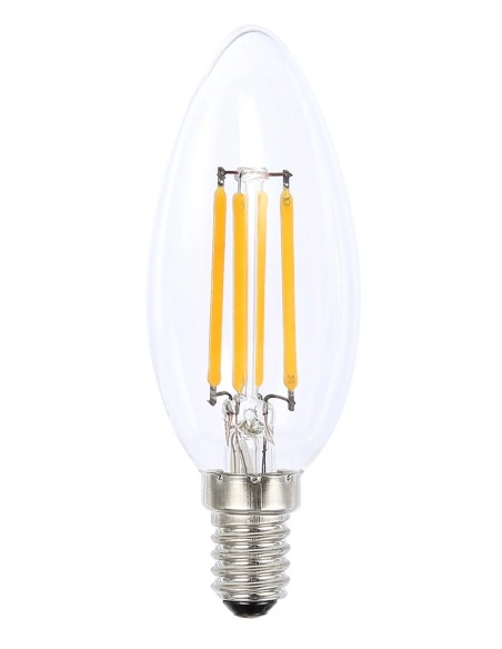 LCAN4WCSESCWD12V - 12V Filament Candle LED Globe 4W SES Clear 4000K