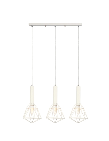 WHITEBAND1X3 - BLACKBAND & WHITEBAND Pendant Light 3x Bird Cage With Bar Base