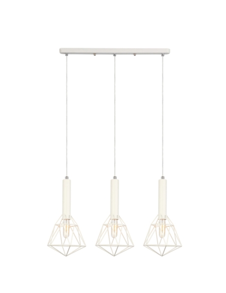 WHITEBAND1X3 - BLACKBAND & WHITEBAND Pendant Light 3x Bird Cage With Bar Base