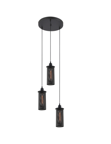 VENETO1X3BK - VENETO Industrial Aged Decorative Multiple Black Mesh Pendant Light