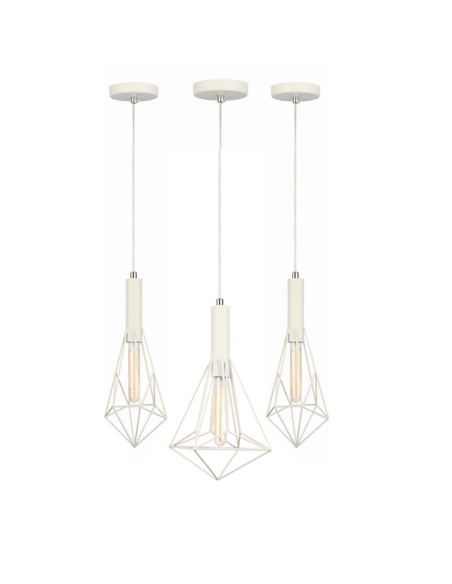 WHITEBAND2X3 - BLACKBAND & WHITEBAND Pendant Light 3x Bird Cage With Round Base