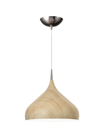 PENDANT ES 60W OAK WOOD DOME OD420mm x H370mm 3m cable WTY 1YR