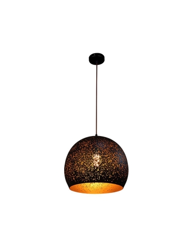PENDANT ES 40W BLK Dome with Gold Interior OD350mm x L280mm 3m cable WTY 1YR