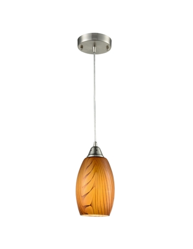 PENDANT ES 60W AMBER ELLIPSE (Hand blown glass) OD120mm x H240mm 3m cable WTY 1YR