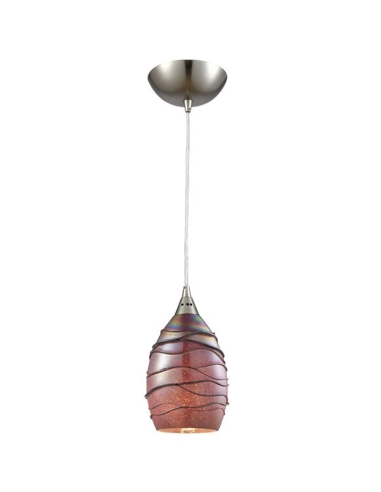 PENDANT ES 60W Tawny Wine Glass with Coloured Twist Ellipse (Hand blown glass) OD115mm x H208mm 3m cable WTY 1YR