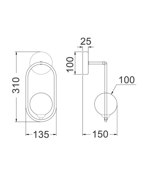 ARO1 Interior Wall Light Round 25W Satin Gold - ARO1