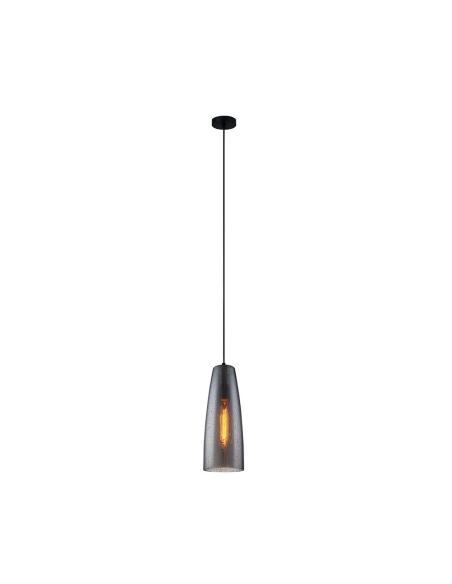 CHUVA1 - CHUVA Smokey Black Mirror Finish Glass with Rain Drop Effect Long Cone Pendant Light