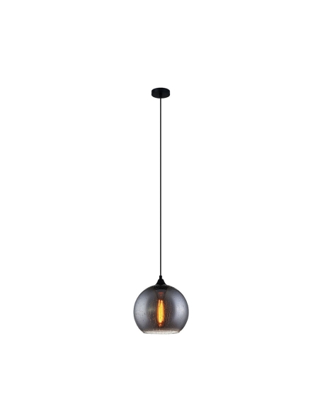 CHUVA2 - CHUVA Smokey Black Mirror Finish Glass with Rain Drop Effect Wine Glass Shape Pendant Light