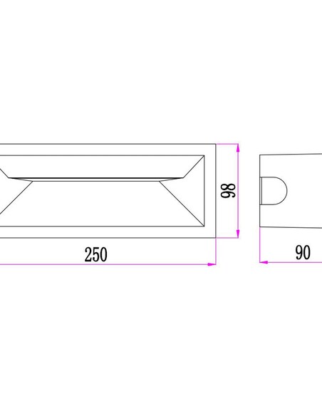 WALL RECD 13W LED TRI 305Lm IP65 RECT BRICKLIGHT BRICKTRI1