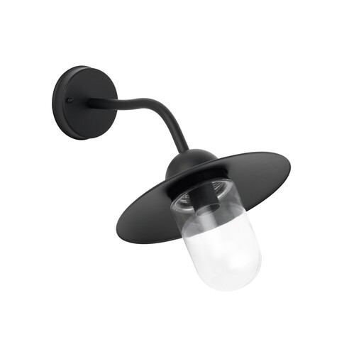 DEKSEL04 - DEKSEL Industrial Matte Black Exterior Wall Light With Clear Glass IP54