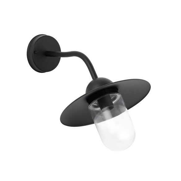 DEKSEL04 - DEKSEL Industrial Matte Black Exterior Wall Light With Clear Glass IP54